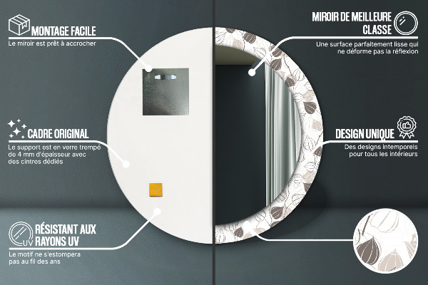 Abstraktný kvetinový Okrúhle dekoračné zrkadlo