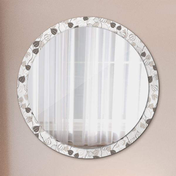 Abstraktný kvetinový Okrúhle dekoračné zrkadlo