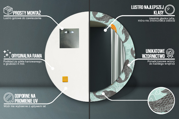 Čínsky kap Okrúhle dekoračné zrkadlo na stenu