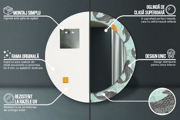 Čínsky kap Okrúhle dekoračné zrkadlo na stenu