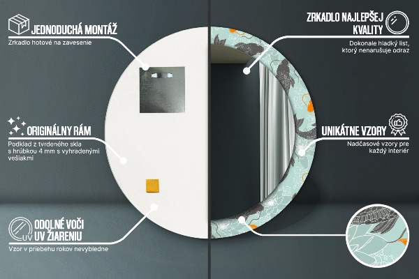 Čínsky kap Okrúhle dekoračné zrkadlo na stenu