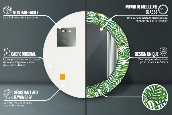 Tropická dlaň Okrúhle dekoračné zrkadlo