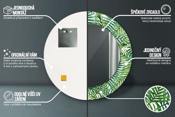 Tropická dlaň Okrúhle dekoračné zrkadlo