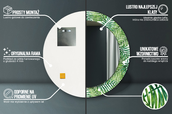 Tropická dlaň Okrúhle dekoračné zrkadlo