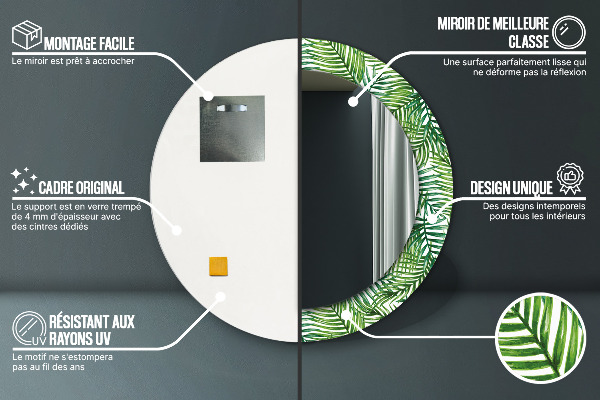 Tropická dlaň Okrúhle dekoračné zrkadlo