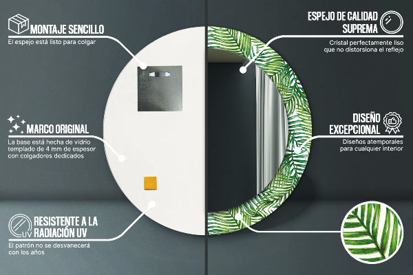 Tropická dlaň Okrúhle dekoračné zrkadlo