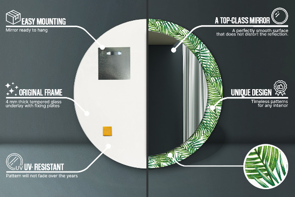 Tropická dlaň Okrúhle dekoračné zrkadlo