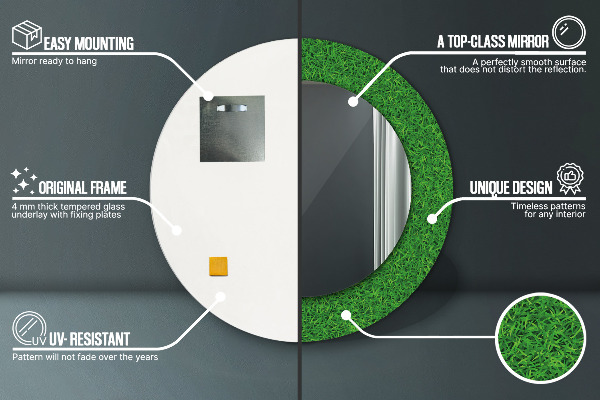 zelená tráva Okrúhle dekoračné zrkadlo