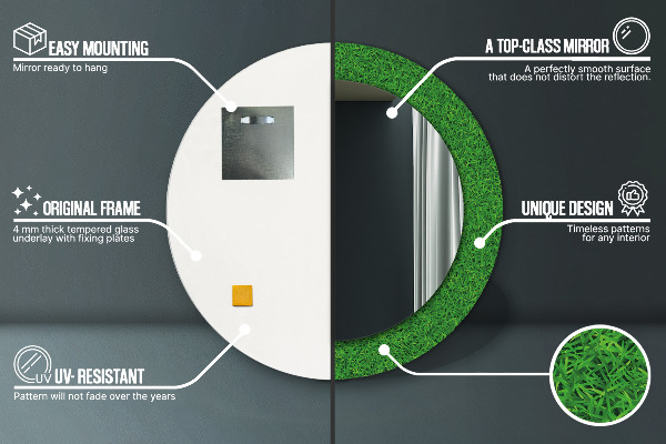 zelená tráva Okrúhle dekoračné zrkadlo