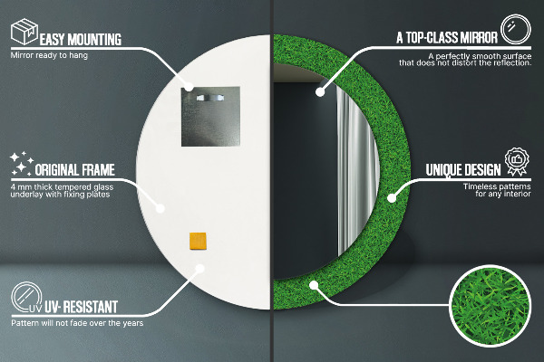 zelená tráva Okrúhle dekoračné zrkadlo