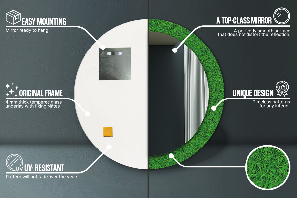 zelená tráva Okrúhle dekoračné zrkadlo