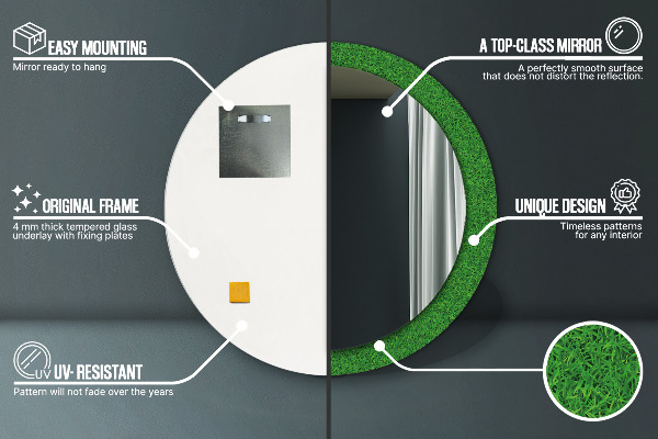 zelená tráva Okrúhle dekoračné zrkadlo