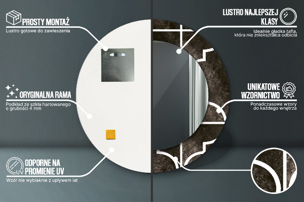 Starožitné dlaždice Okrúhle dekoračné zrkadlo