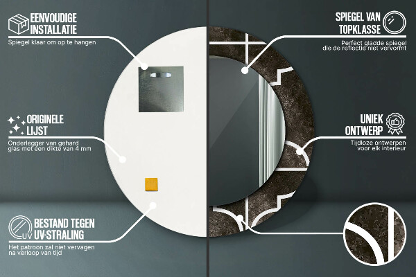 Starožitné dlaždice Okrúhle dekoračné zrkadlo