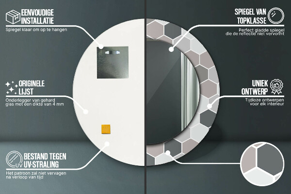 Šesťuholník Okrúhle dekoračné zrkadlo