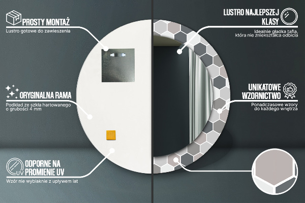 Šesťuholník Okrúhle dekoračné zrkadlo