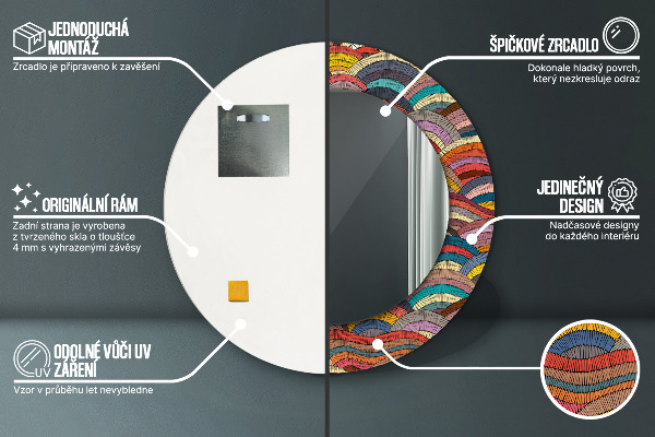 Čechá ozdoba Okrúhle dekoračné zrkadlo