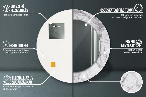 Biely mramor Okrúhle dekoračné zrkadlo