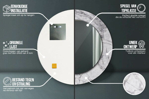 Biely mramor Okrúhle dekoračné zrkadlo