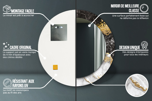 Mramor a zlato Okrúhle dekoračné zrkadlo