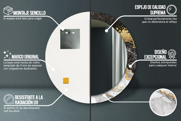 Mramor a zlato Okrúhle dekoračné zrkadlo