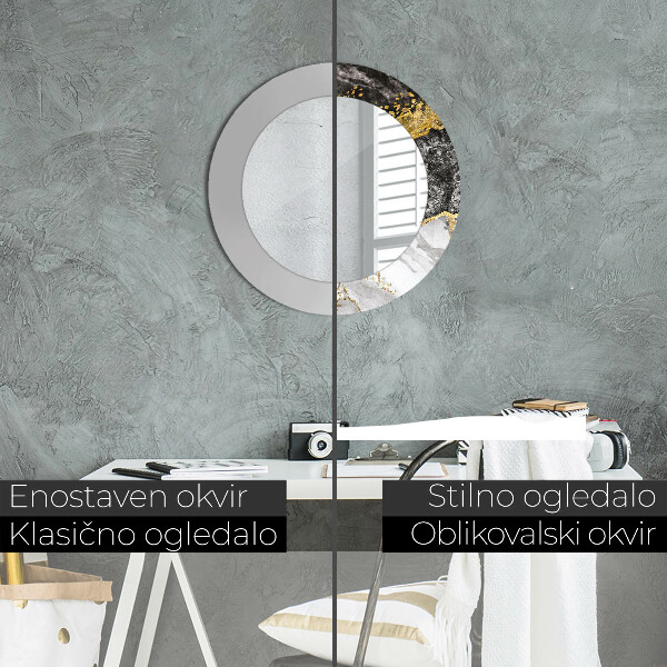 Mramor a zlato Okrúhle dekoračné zrkadlo