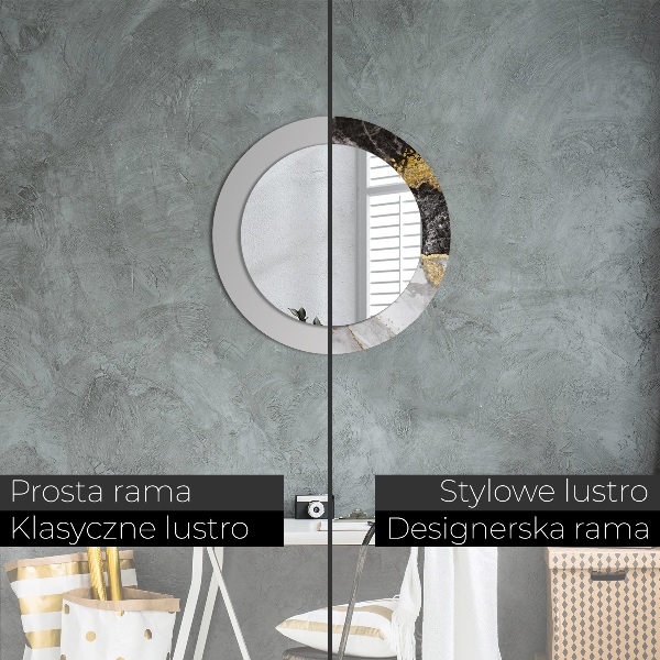 Mramor a zlato Okrúhle dekoračné zrkadlo