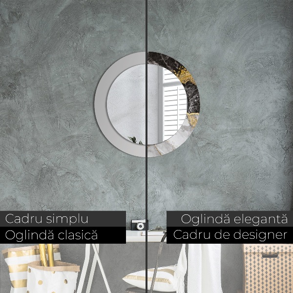 Mramor a zlato Okrúhle dekoračné zrkadlo