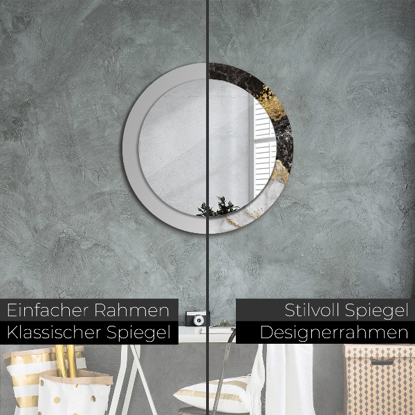 Mramor a zlato Okrúhle dekoračné zrkadlo