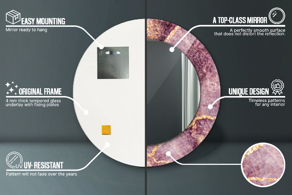 Mramor s pridaním zlata Okrúhle zrkadlo s motívom