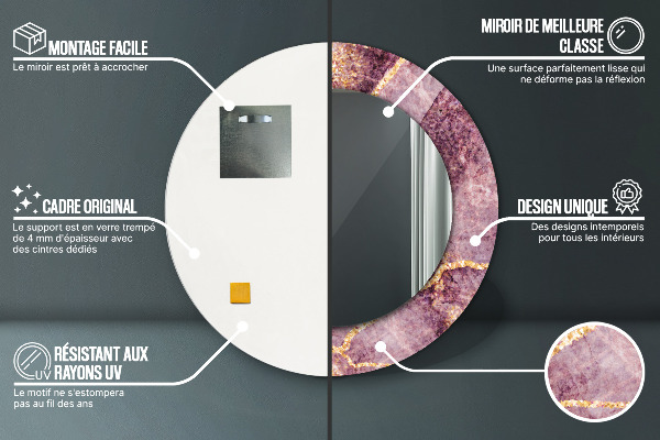 Mramor s pridaním zlata Okrúhle zrkadlo s motívom
