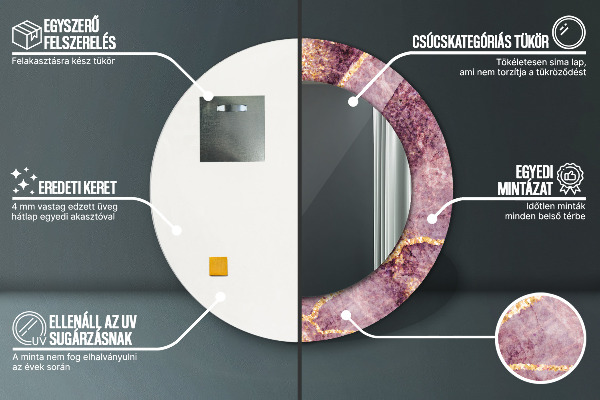 Mramor s pridaním zlata Okrúhle zrkadlo s motívom