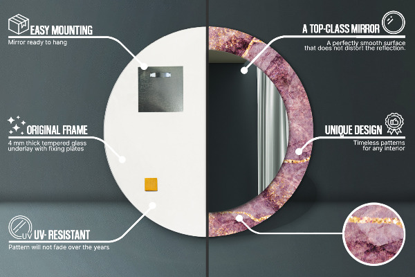 Mramor s pridaním zlata Okrúhle zrkadlo s motívom