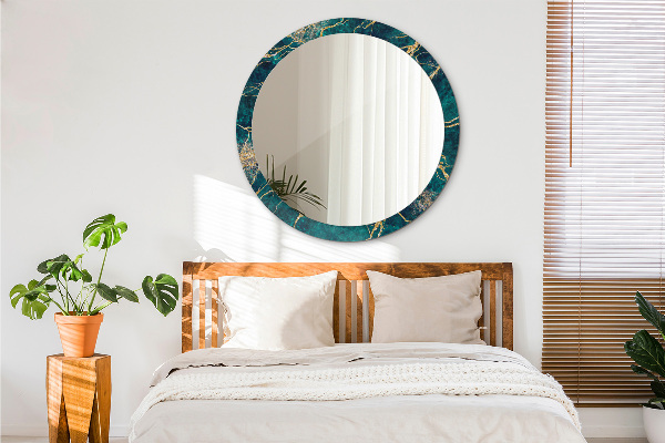 Zelený malachitový mramor Okrúhle zrkadlo s motívom