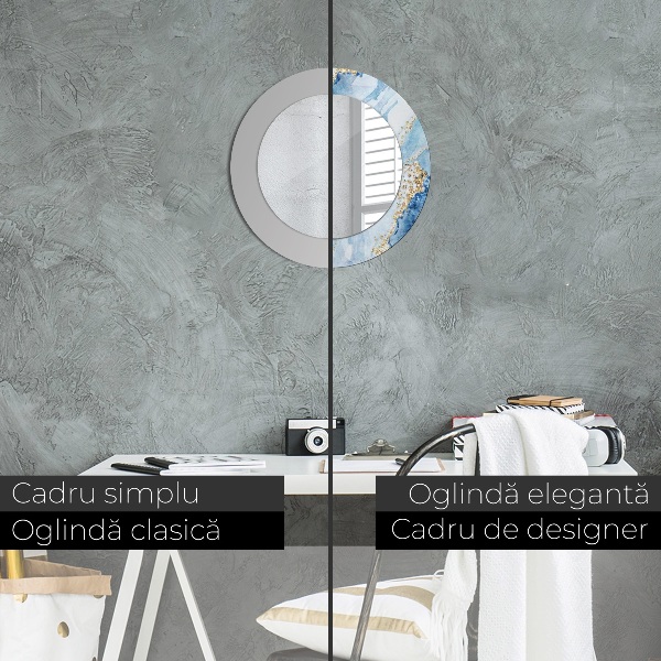 Modré mramorové zlato Okrúhle dekoračné zrkadlo