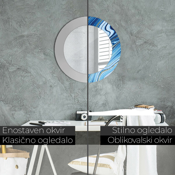 Modrý mramor Okrúhle dekoračné zrkadlo