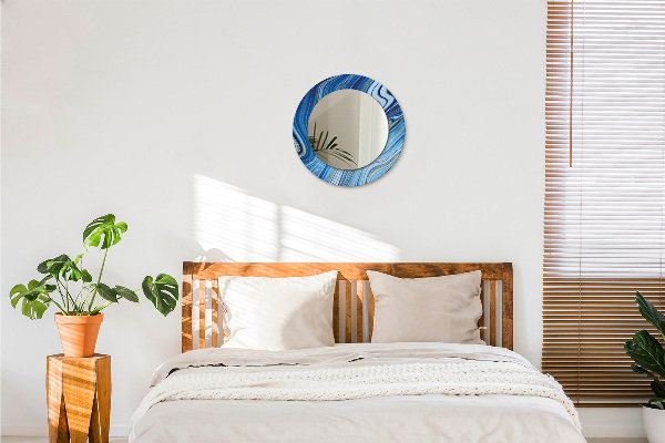 Modrý mramor Okrúhle dekoračné zrkadlo