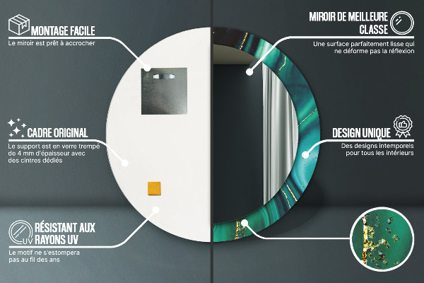 Smaragdový mramor Okrúhle dekoračné zrkadlo