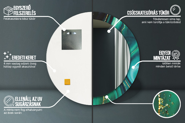 Smaragdový mramor Okrúhle dekoračné zrkadlo