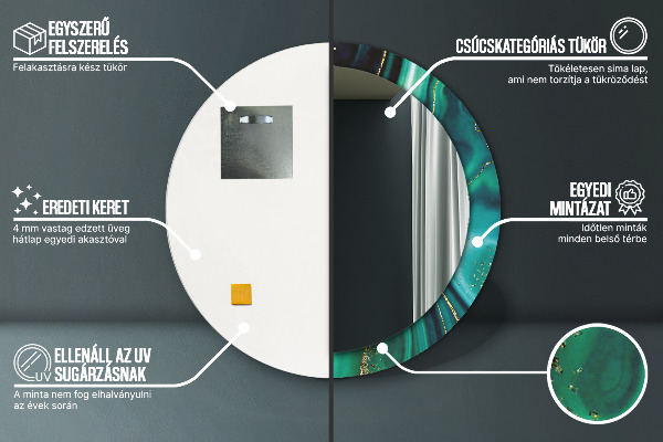 Smaragdový mramor Okrúhle dekoračné zrkadlo