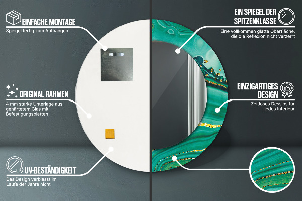 Mramor z achátu Okrúhle dekoračné zrkadlo na stenu