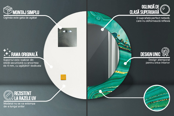 Mramor z achátu Okrúhle dekoračné zrkadlo na stenu