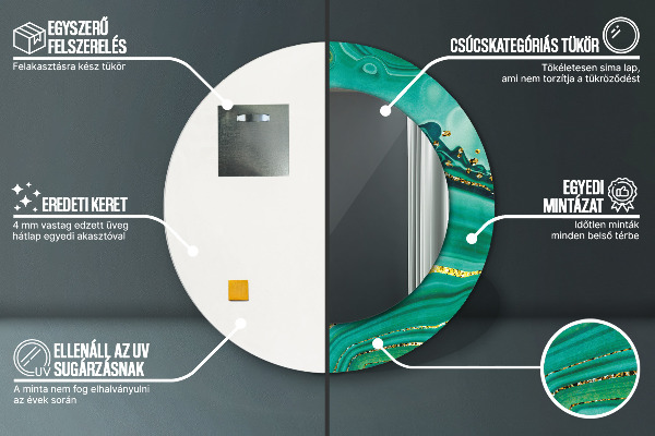 Mramor z achátu Okrúhle dekoračné zrkadlo na stenu