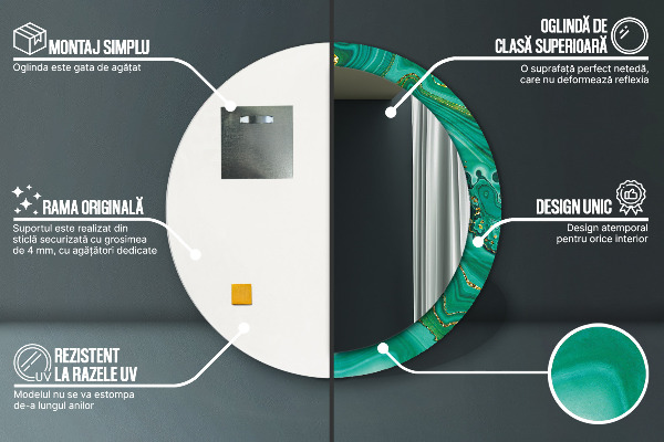 Mramor z achátu Okrúhle dekoračné zrkadlo na stenu