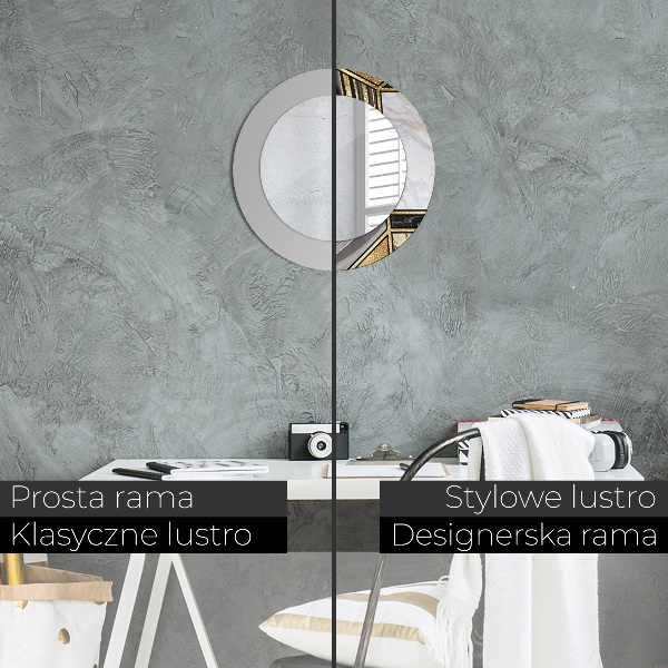 Mramor a zlato Okrúhle dekoračné zrkadlo na stenu