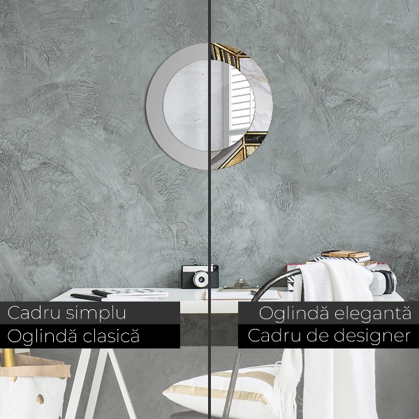 Mramor a zlato Okrúhle dekoračné zrkadlo na stenu