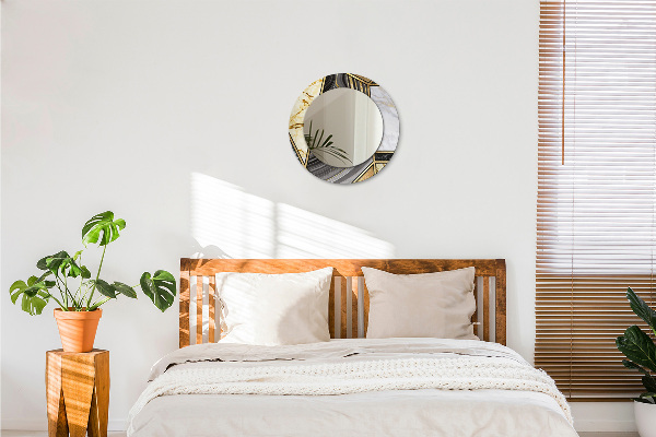 Mramor a zlato Okrúhle dekoračné zrkadlo na stenu