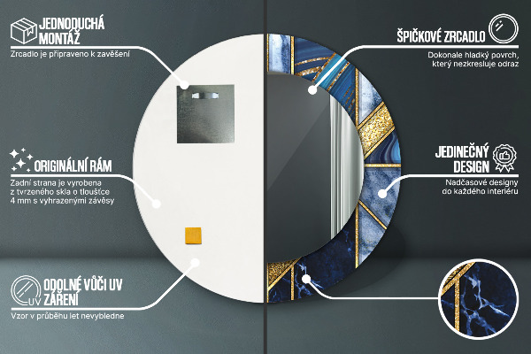 Moderný mramor Okrúhle dekoračné zrkadlo na stenu