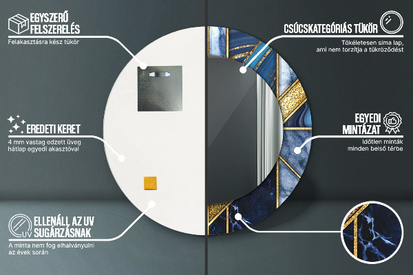 Moderný mramor Okrúhle dekoračné zrkadlo na stenu