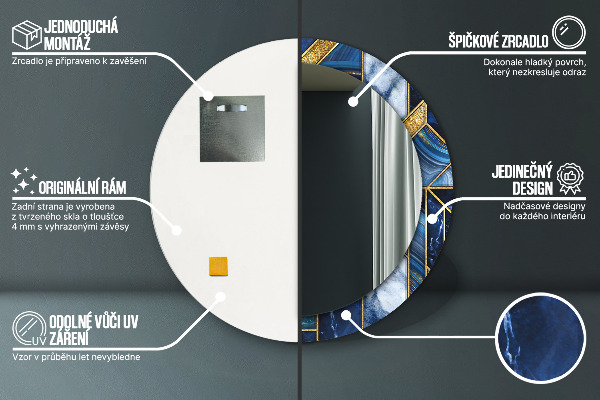 Moderný mramor Okrúhle dekoračné zrkadlo na stenu